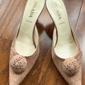 Prada Women's Pink Heeled Mules